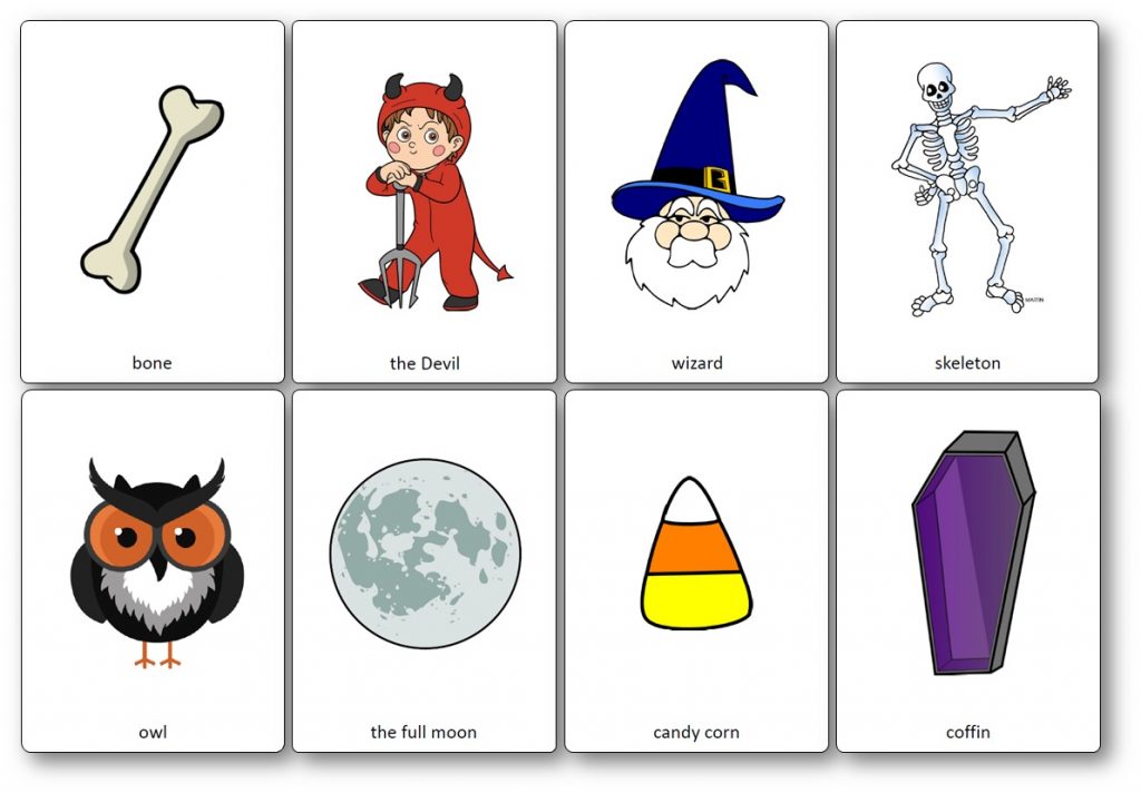 Flashcards sur le thème d'Halloween en anglais - Flashcards Halloween