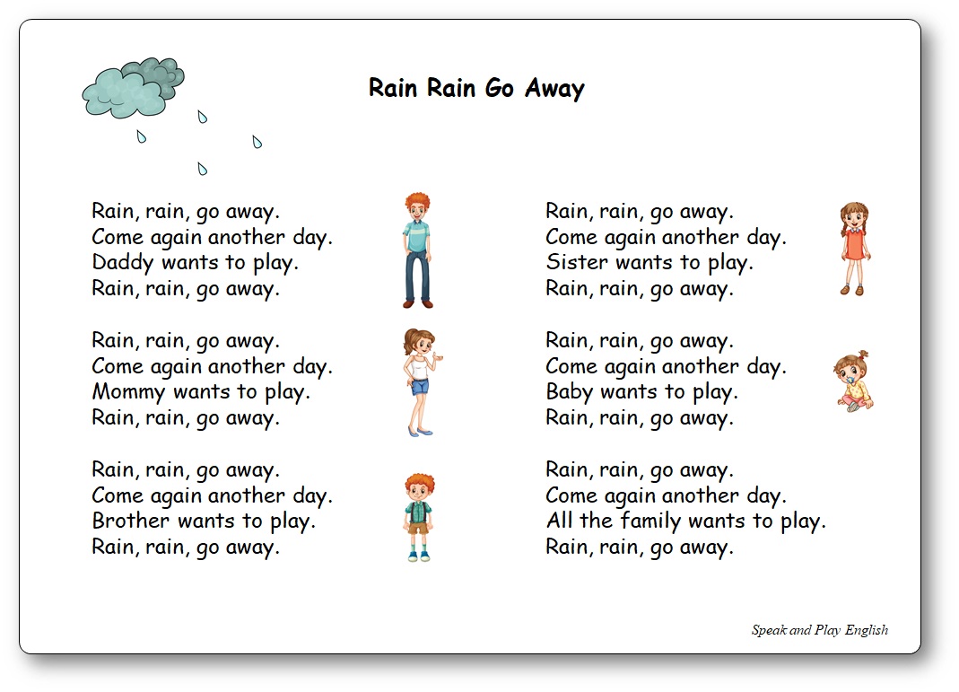 Rain Rain Go Away paroles illustrées à imprimer