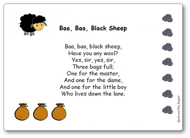 Baa Baa Black Sheep Comptine en langue anglaise