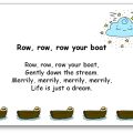 Row, Row, Row Your Boat Comptine en anglais, paroles illustrées à imprimer