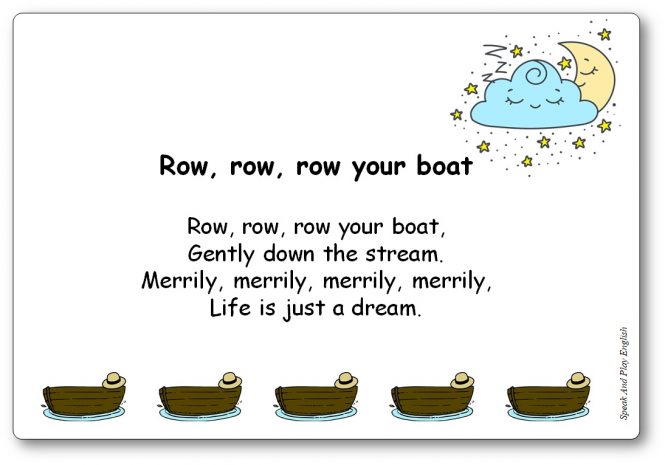 Row-Row-Row-Your-Boat-Comptine-en-anglais Row, Row, Row Your Boat Comptine en anglais, paroles illustrées à imprimer