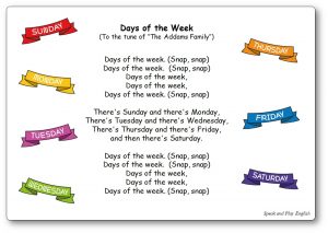 Comptine jours de la semaine en anglais Days of the Week sur l'air de la famille Addams