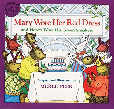 Mary Wore Her Red Dress de Merle Peek - Un livre jeunesse sur les vêtements en anglais