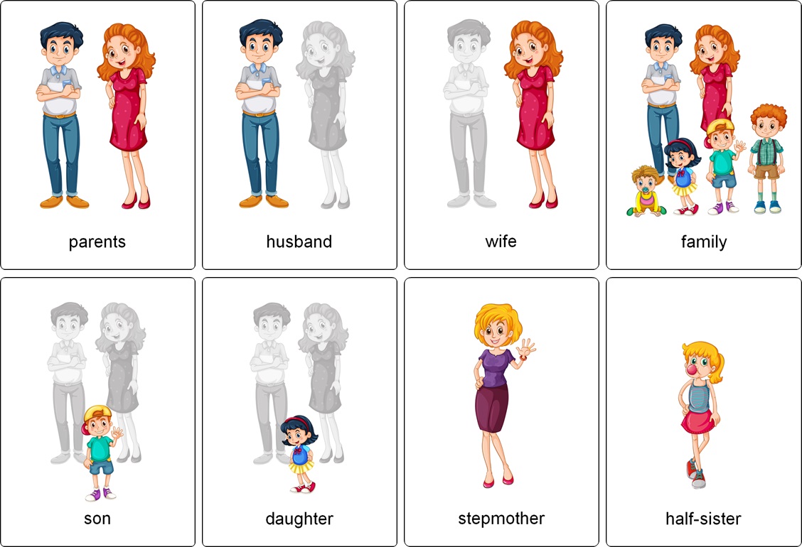 Imagier vocabulaire famille en anglais, flashcards family members