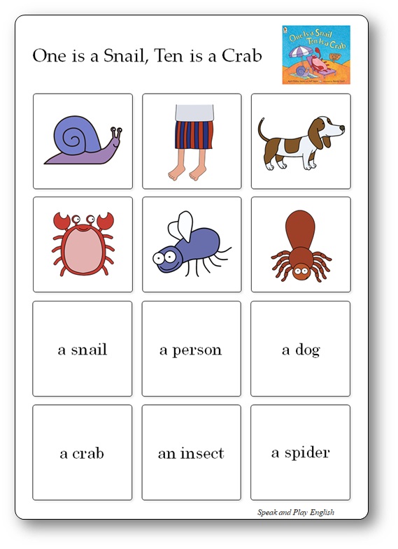Jeu de memoire One is a Snail Ten is a Crab