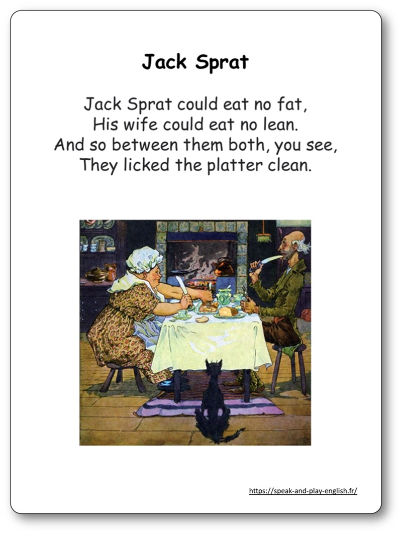 Jack Sprat comptine anglaise illustrée pour apprendre l'anglais aux enfants