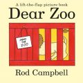Image de la couverture de l’album jeunesse en anglais « Dear Zoo » écrit et illustré par Rod Campbell, montrant un lion dans une boîte de transport